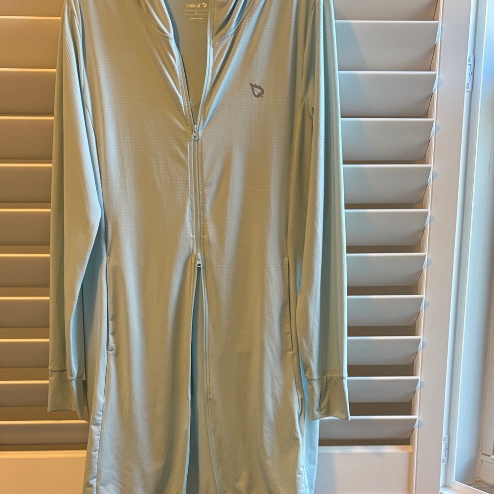 Bayleaf Women's Blue UPS 50" 2-way Zip Long Sleeve Cover Up Dress Sz: L, EUC - Picture 5 of 15